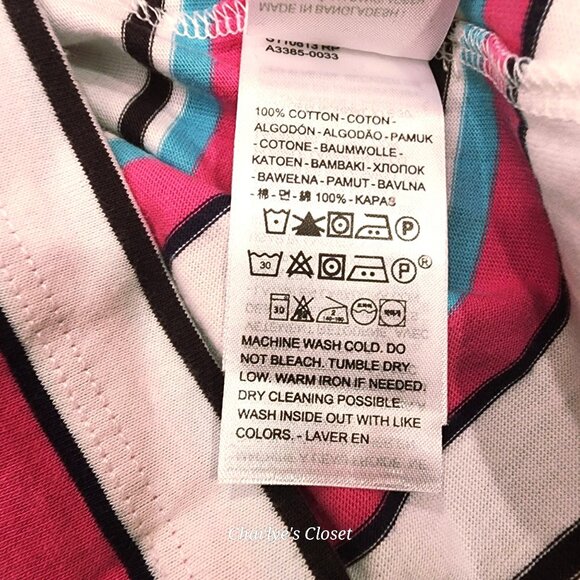 Levi's Women's Relaxed Fit Pink/Blue Striped Preppy Layering T-Shirt Size M NWT - Picture 4 of 5